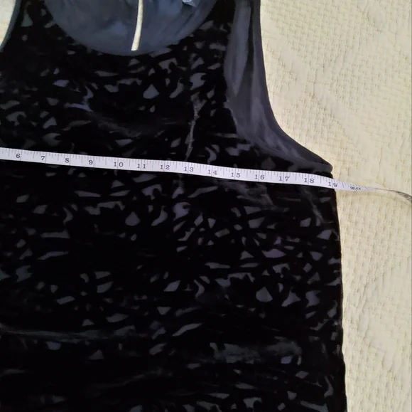 Eileen Fisher Black Velvet Vines Burnout Sleeveless Mini Dress Size M